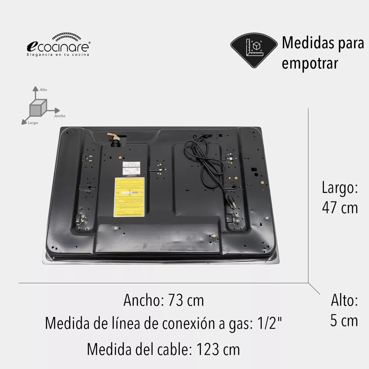 PARRILLA EMPOTRABLE CRISTAL TEMPLADO 5 QUEMADORES