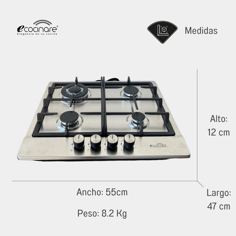 PARRILLA ACERO INOXIDABLE 4 Q.