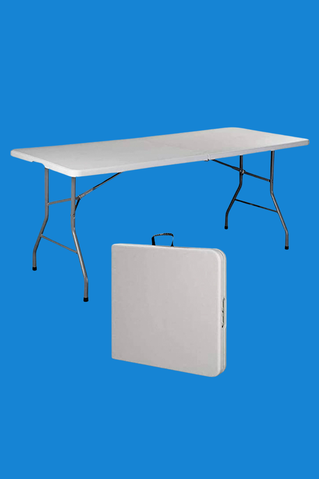 Mesa Plegable Portafolio Plastico 180cm Resistente Exterior Color Blanco